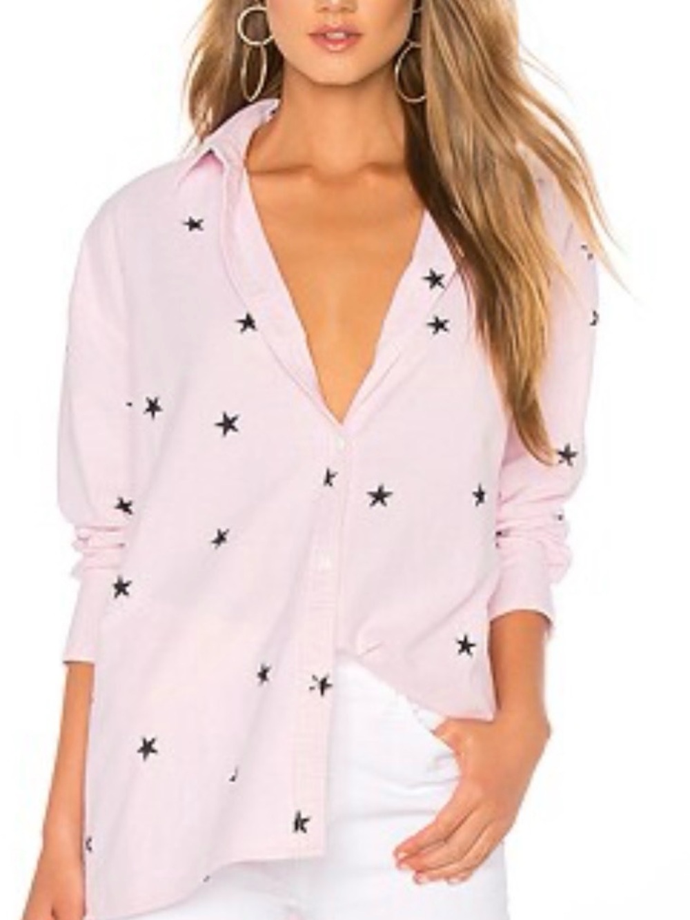 Current/Elliott 1 (small)Light Pink Star-Print Button-Up Shirt